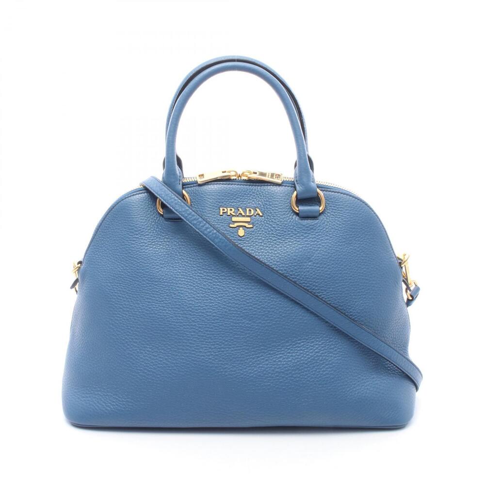 Prada Vitello Daino Handbag Leather Bag Blue